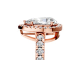 Rose gold Pear Cut Diamond Halo Ring with Pavé Band and Four-Prong Setting_8