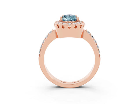 Rose gold Pear Cut Diamond Halo Ring with Pavé Band and Prong Setting_3