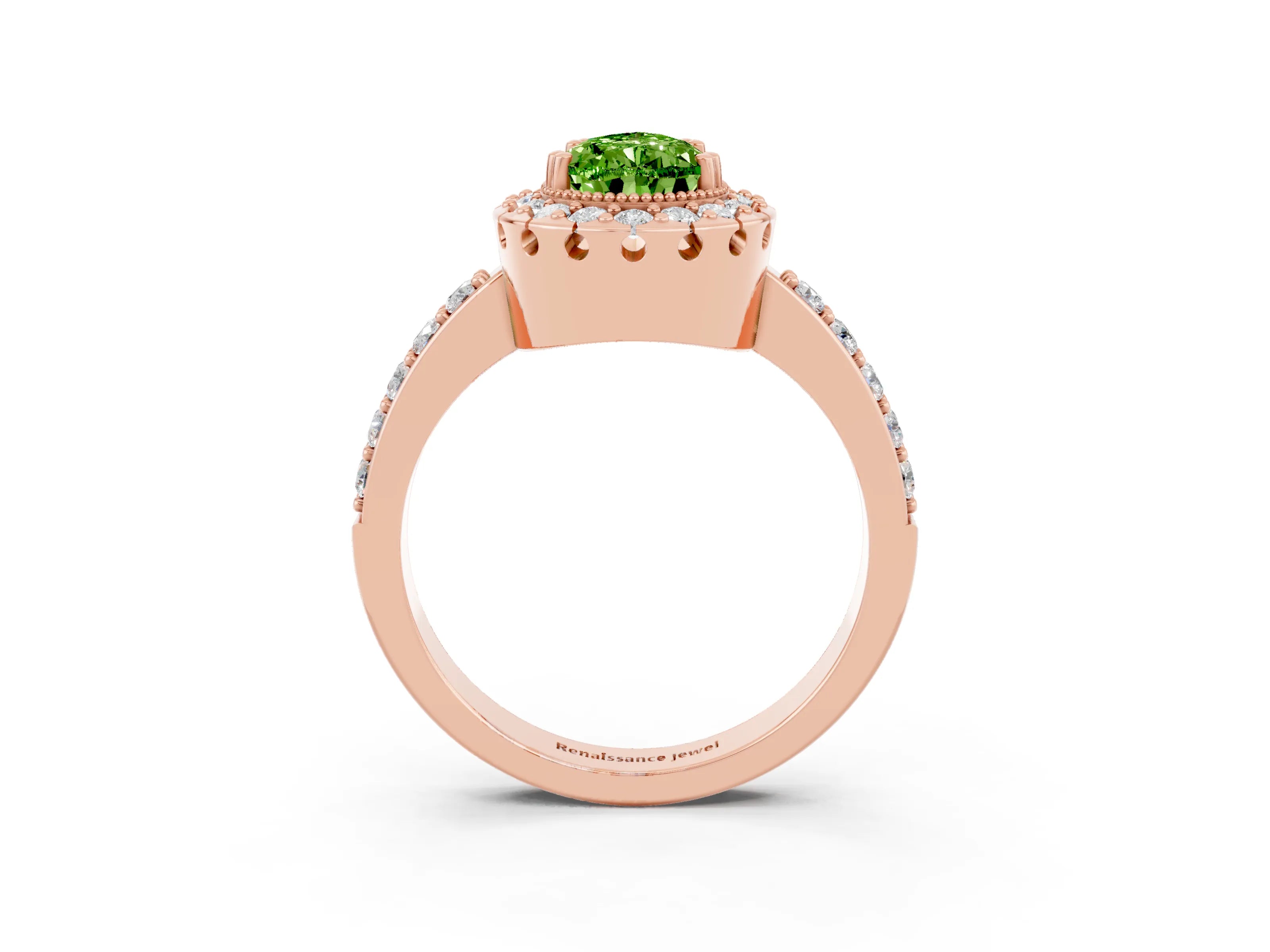 Rose gold Pear Cut Diamond Halo Ring with Pavé Band and Prong Setting_3