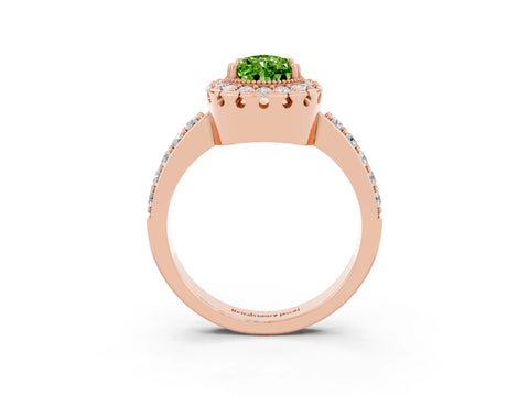Rose gold Pear Cut Diamond Halo Ring with Pavé Band and Prong Setting_3
