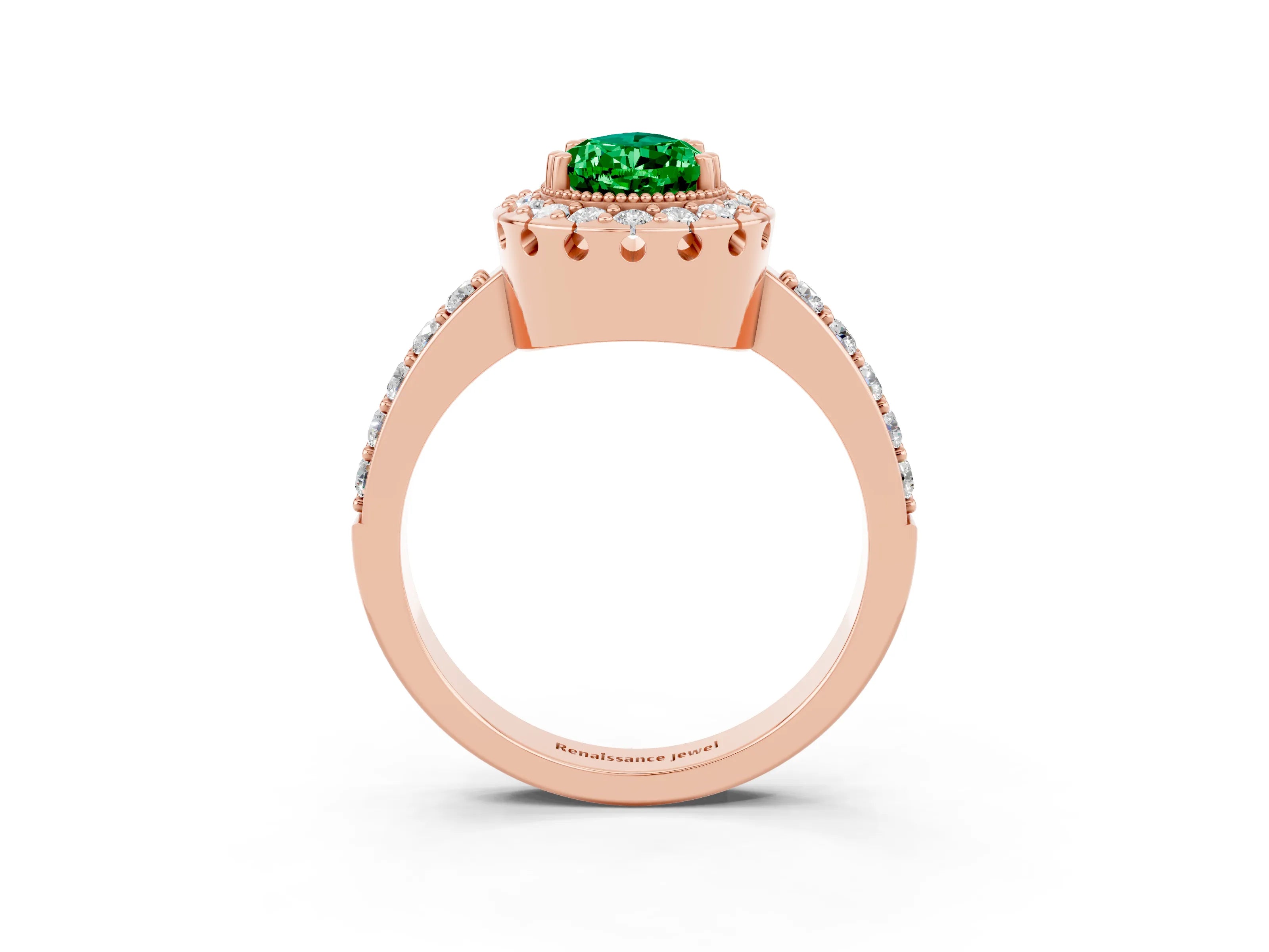 Rose gold Pear Cut Diamond Halo Ring with Pavé Band and Prong Setting_3