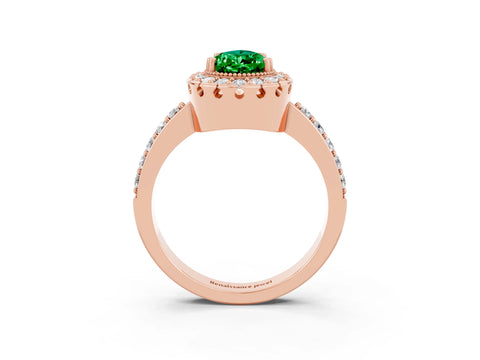 Rose gold Pear Cut Diamond Halo Ring with Pavé Band and Prong Setting_3