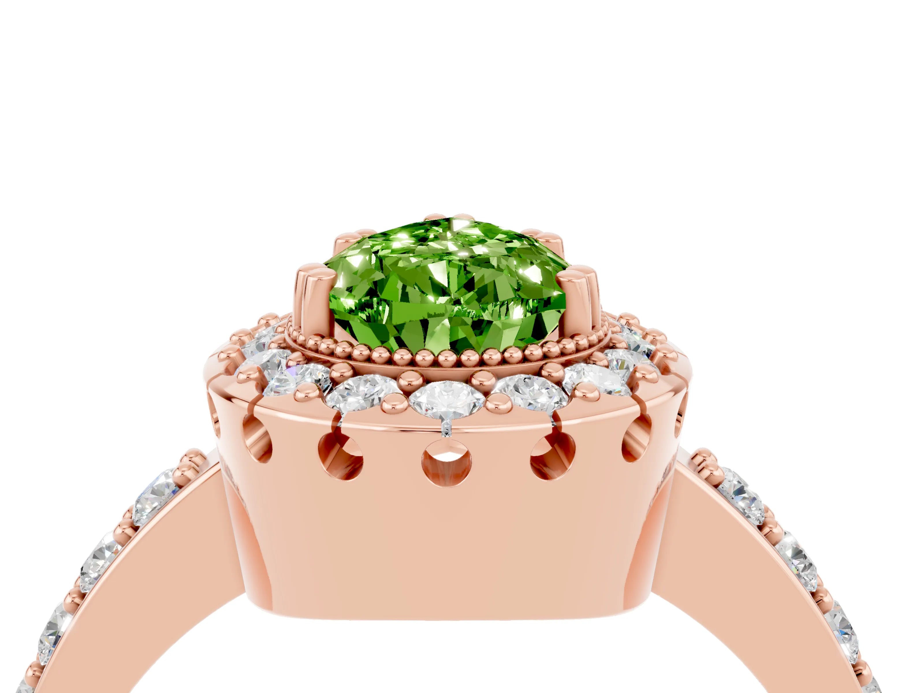 Rose gold Pear Cut Diamond Halo Ring with Pavé Band and Prong Setting_4