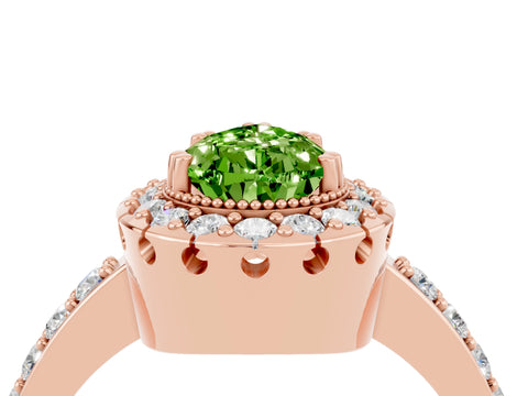 Rose gold Pear Cut Diamond Halo Ring with Pavé Band and Prong Setting_4