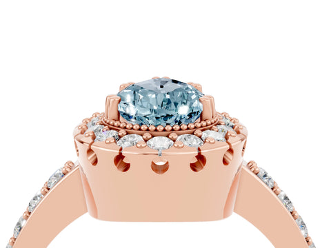 Rose gold Pear Cut Diamond Halo Ring with Pavé Band and Prong Setting_4