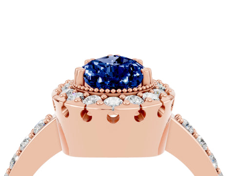 Rose gold Pear Cut Diamond Halo Ring with Pavé Band and Prong Setting_4