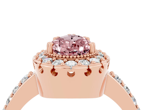 Rose gold Pear Cut Diamond Halo Ring with Pavé Band and Prong Setting_4