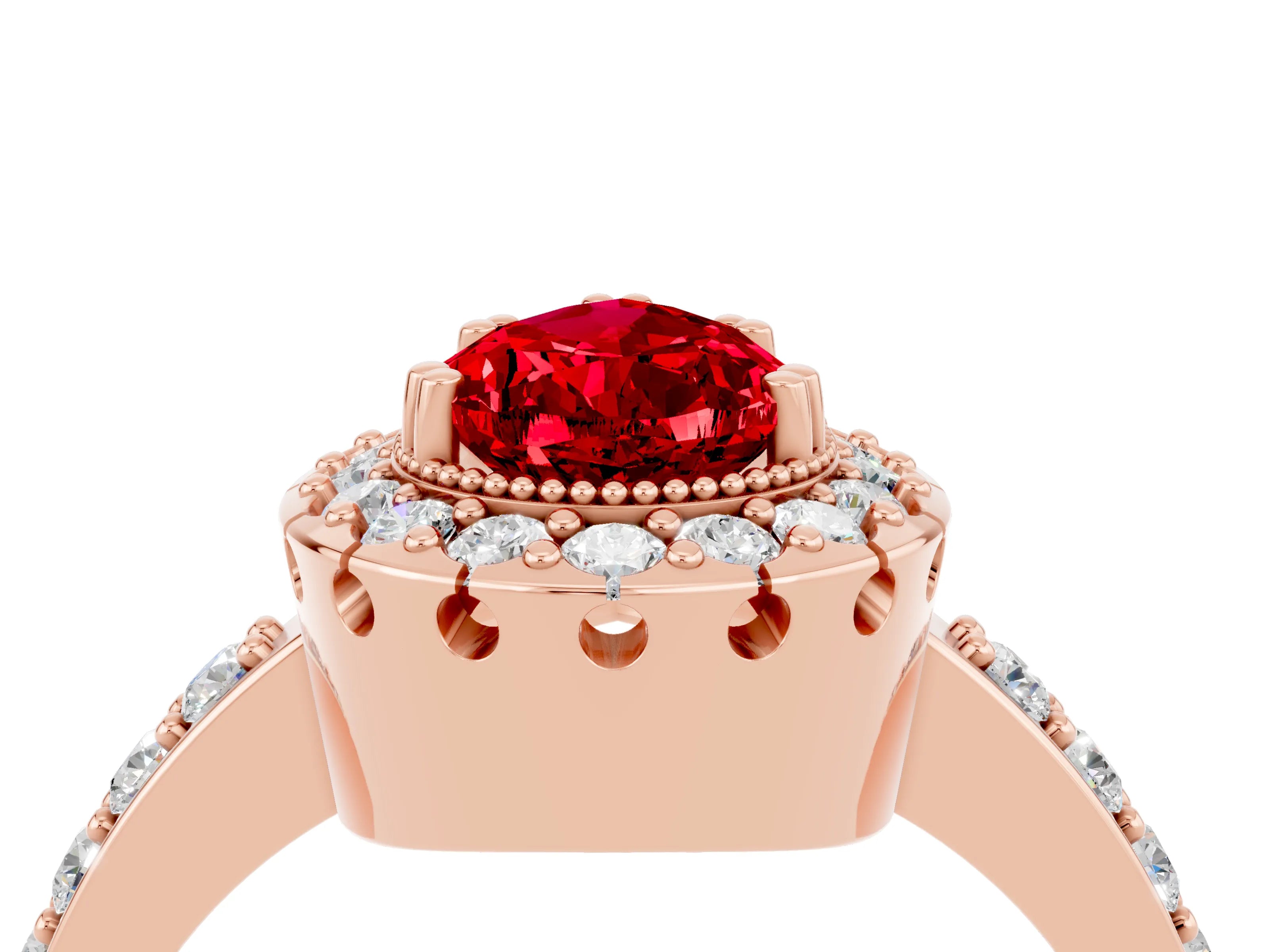 Rose gold Pear Cut Diamond Halo Ring with Pavé Band and Prong Setting_4