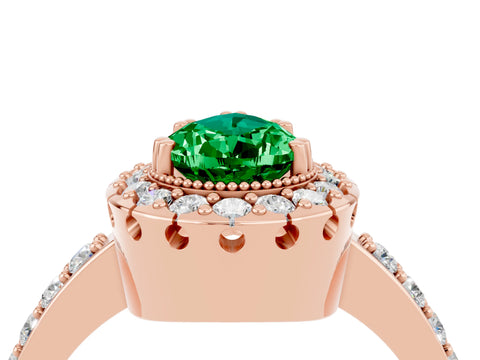 Rose gold Pear Cut Diamond Halo Ring with Pavé Band and Prong Setting_4