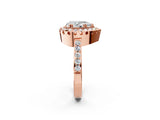Rose gold Pear Cut Diamond Halo Ring with Pavé Band and Prong Setting_5