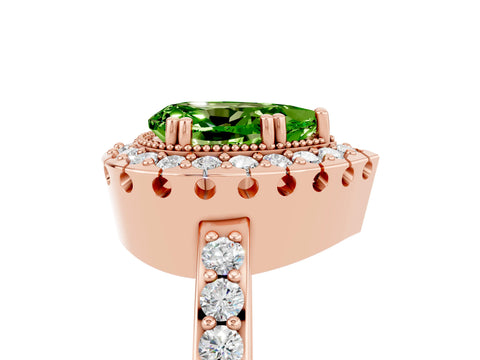 Rose gold Pear Cut Diamond Halo Ring with Pavé Band and Prong Setting_5