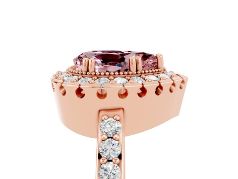Rose gold Pear Cut Diamond Halo Ring with Pavé Band and Prong Setting_5