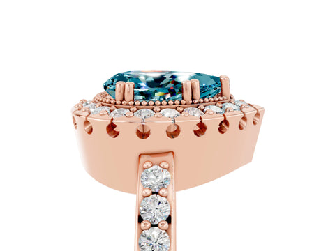 Rose gold Pear Cut Diamond Halo Ring with Pavé Band and Prong Setting_5