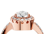 Rose gold Pear Cut Diamond Halo Ring with Pavé Band and Prong Setting_7