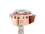 Rose gold Pear Cut Diamond Halo Ring with Pavé Band and Prong Setting_8