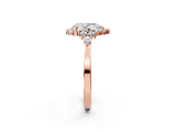 Rose gold Pear Cut Diamond Halo Ring with Pear Side Stones and Prong Setting_59