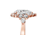 Rose gold Pear Cut Diamond Halo Ring with Pear Side Stones and Prong Setting_62