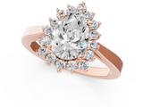 Rose gold Pear Cut Diamond Halo Ring with Round Brilliant Halo and Solitaire Band_105