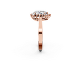 Rose gold Pear Cut Diamond Halo Ring with Round Brilliant Halo and Solitaire Band_106