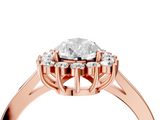 Rose gold Pear Cut Diamond Halo Ring with Round Brilliant Halo and Solitaire Band_108