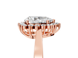 Rose gold Pear Cut Diamond Halo Ring with Round Brilliant Halo and Solitaire Band_109