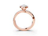 Rose gold Pear Cut Diamond Halo Ring with Round Split Shank and Prong Setting_39