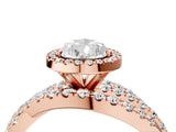 Rose gold Pear Cut Diamond Halo Ring with Round Split Shank and Prong Setting_40
