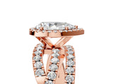 Rose gold Pear Cut Diamond Halo Ring with Round Split Shank and Prong Setting_41