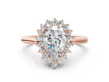 Rose gold Pear Cut Diamond Halo Ring with Solitaire Band and Prong Setting_70