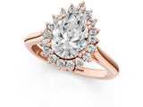 Rose gold Pear Cut Diamond Halo Ring with Solitaire Band and Prong Setting_71