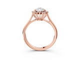 Rose gold Pear Cut Diamond Halo Ring with Solitaire Band and Prong Setting_73