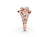 Rose gold Pear Cut Diamond Halo Ring with Split Shank and Bezel Accents and Four-Prong Setting_11
