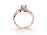 Rose gold Pear Cut Diamond Halo Ring with Split Shank and Bezel Accents and Four-Prong Setting_12
