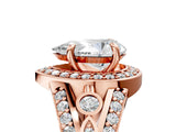 Rose gold Pear Cut Diamond Halo Ring with Split Shank and Bezel Accents and Four-Prong Setting_14