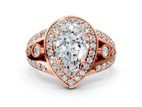 Rose gold Pear Cut Diamond Halo Ring with Split Shank and Bezel Accents and Four-Prong Setting_9