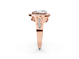 Rose gold Pear Cut Diamond Halo Ring with Split Shank and Bezel Accents and Prong Setting_16