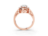 Rose gold Pear Cut Diamond Halo Ring with Split Shank and Bezel Accents and Prong Setting_17