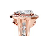 Rose gold Pear Cut Diamond Halo Ring with Split Shank and Bezel Accents and Prong Setting_19