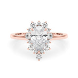 Rose gold Pear-Cut Diamond Halo Solitaire Ring with Round Brilliant Halo and Prong Setting 1