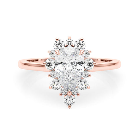 Rose gold Pear-Cut Diamond Halo Solitaire Ring with Round Brilliant Halo and Prong Setting 1