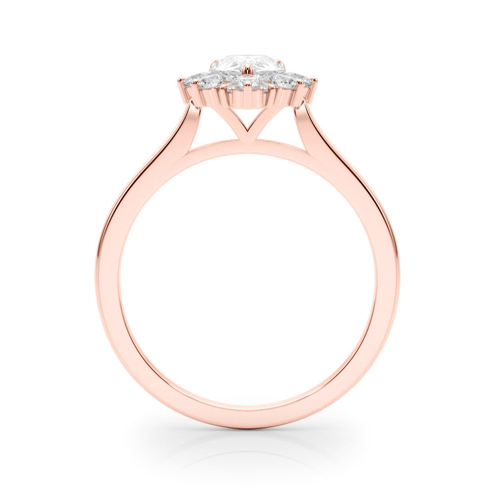Rose gold Pear-Cut Diamond Halo Solitaire Ring with Round Brilliant Halo and Prong Setting 2