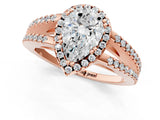 Rose gold Pear Cut Diamond Halo Split Shank Engagement Ring_40