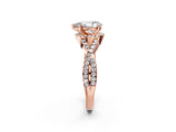 Rose gold Pear Cut Diamond  Halo Twist Band Solitaire Prong Setting Ring_38