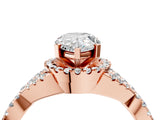 Rose gold Pear Cut Diamond  Halo Twist Band Solitaire Prong Setting Ring_40