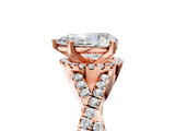 Rose gold Pear Cut Diamond  Halo Twist Band Solitaire Prong Setting Ring_41