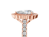 Rose gold Pear Cut Diamond Milgrain Floral Halo Engagement Ring with Pavé Band_26
