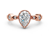 Rose gold Pear Cut Diamond Milgrain Marquise Band with Prong Setting_3