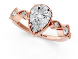 Rose gold Pear Cut Diamond Milgrain Marquise Band with Prong Setting_4