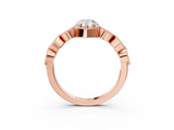 Rose gold Pear Cut Diamond Milgrain Marquise Band with Prong Setting_6