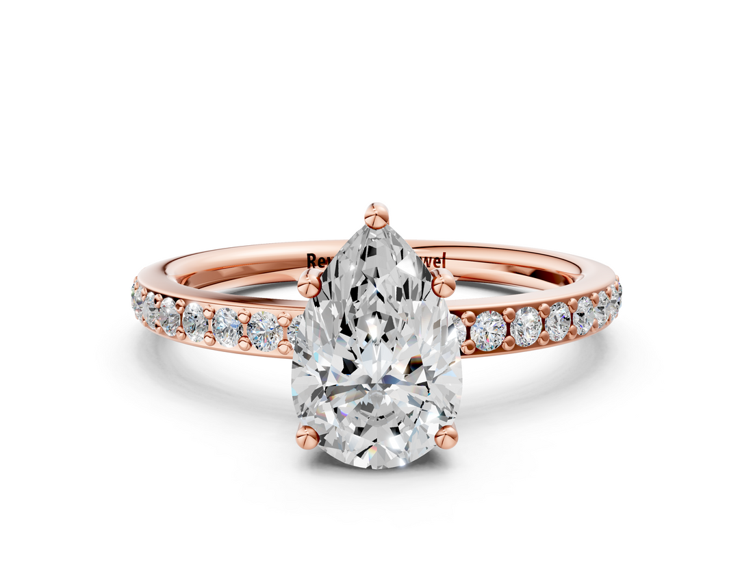 Rose gold Pear Cut Diamond Pavé Band Ring with Four-Prong Setting_40